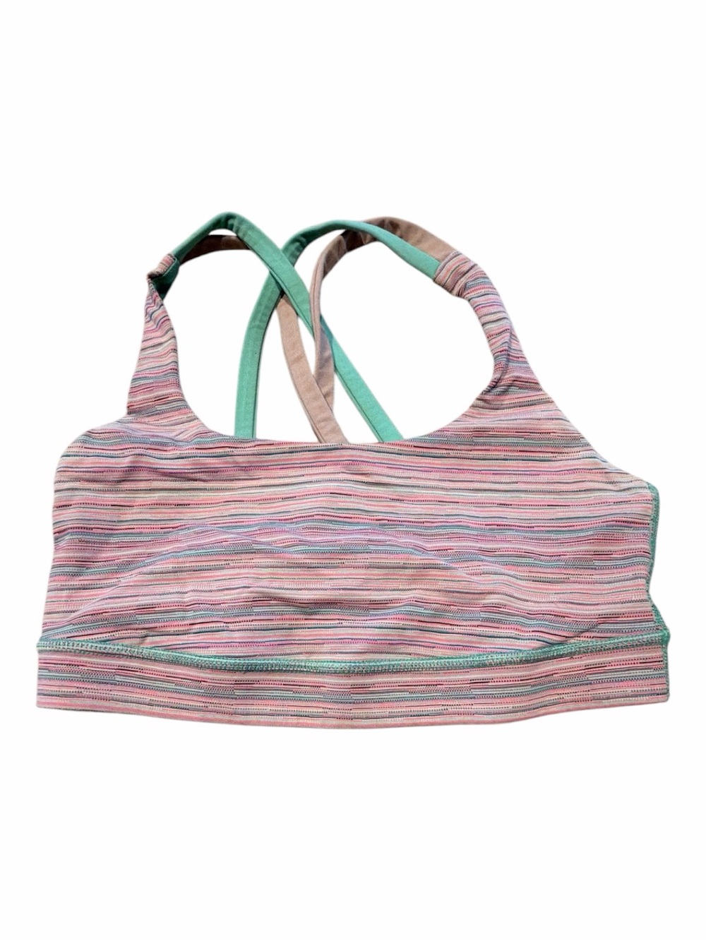 Lululemon Energy Bra Cyber Stripe Flash Light Menthol - Size 4